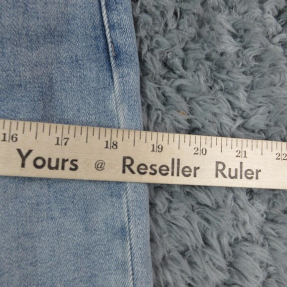 JustUSA Jeans Womens 14 Blue Longer Length Wide Leg Fringe Hem 32x30* NWT - Picture 6 of 16